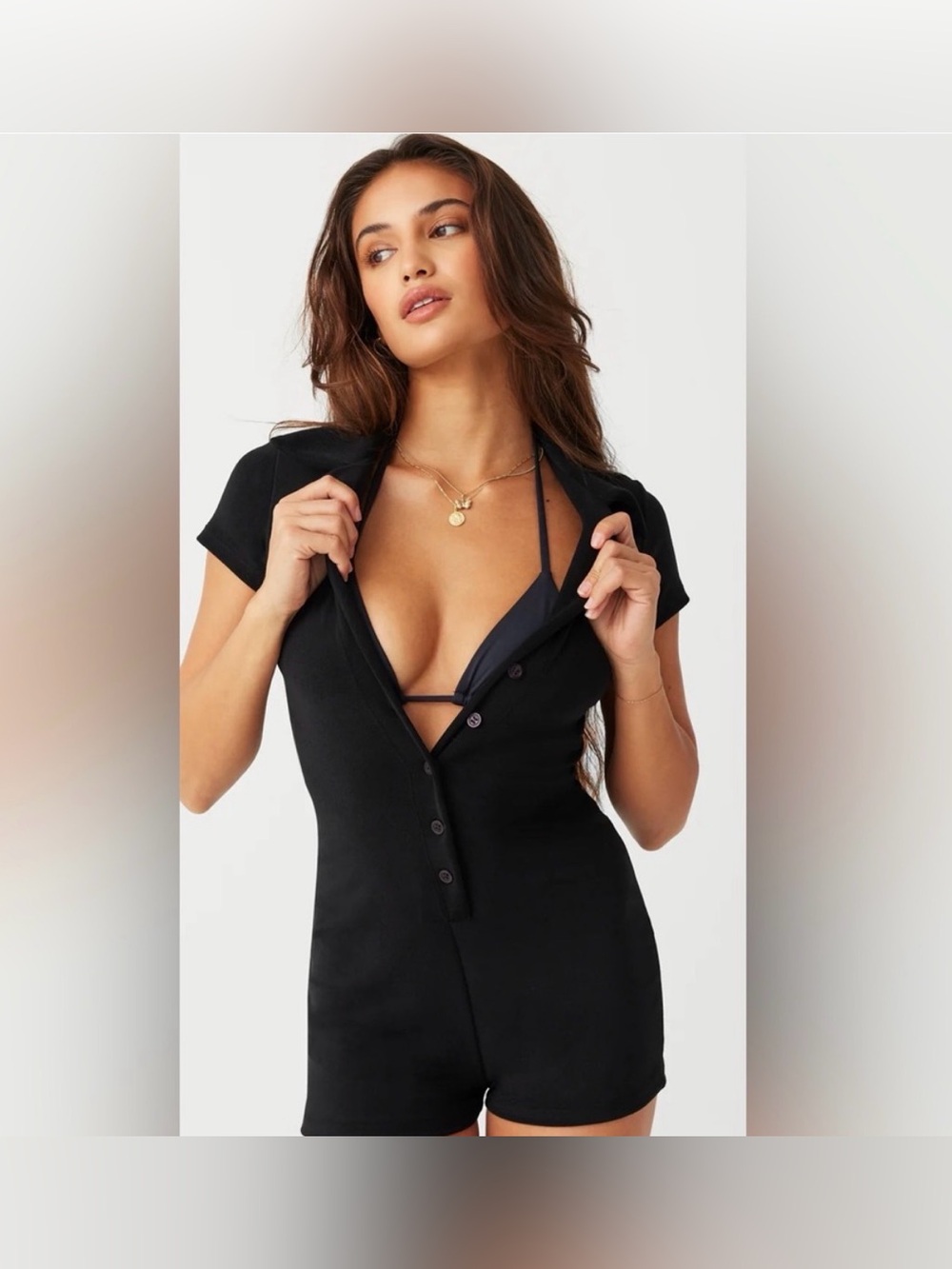 Frankies bikinis Rose Terry, romper in black